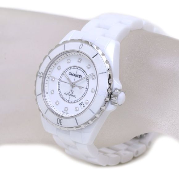 CHANEL J12 H1629 Late Model 12P Diamond White Ceramic x Stainless Steel Men's... - Picture 2 of 10